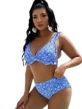 Traje de baño sin mangas con volantes y estampado floral