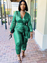 Glitter Long Sleeve V Neck Bodycon Jumpsuit