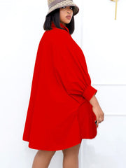 Minivestidos camiseros holgados con botones y manga larga