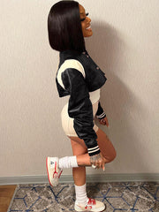 Chaqueta de béisbol universitaria retro informal