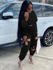 Two Piece Knot Crop Top & Long Pants