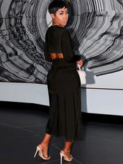 Two Piece Crop Tops & Side Split Midi Skirts