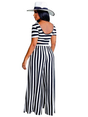 Zweiteiliges gestreiftes Crop-Top und lange Hose