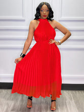 Sleeveless Solid Pleated Swing Maxi Dresses