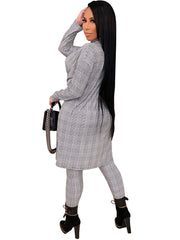 Two Piece Plaid Split Top & Long Pants