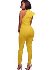 One Shoulder Sleeveless Ruffle Bodycon Jumpsuit
