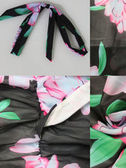 Floral Print Pleated Maxi Dresses