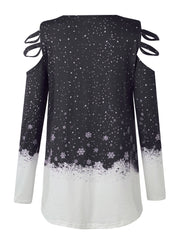 Tops navideños de manga larga con estampado de alce en tallas grandes