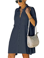 Vestidos camiseros midi con botones y mangas cortas