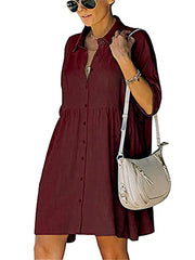 Vestidos camiseros midi con botones y mangas cortas