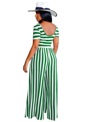Zweiteiliges gestreiftes Crop-Top und lange Hose