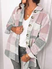 Cordjacken mit langen Ärmeln und Knopfleiste