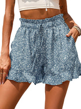 Shorts mit Blumenmuster und Kordelzug und hoher Taille