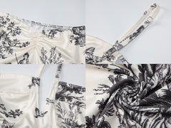 Vintage Floral Print Tops & Midi Skirt Set