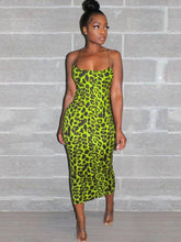 Spaghetti Strap Sleeveless Leopard Print Dresses