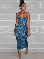 Ärmellose Kleider mit Spaghettiträgern und Leopardenmuster