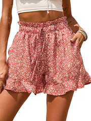 Shorts mit Blumenmuster und Kordelzug und hoher Taille