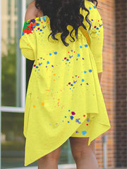 Two Piece One Shoulder T-Shirt Bodycon Shorts Set