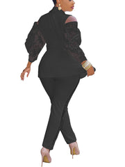 Zweiteiliges Cold-Shoulder-Top mit Schößchen und Hose