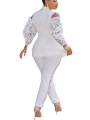 Zweiteiliges Cold-Shoulder-Top mit Schößchen und Hose