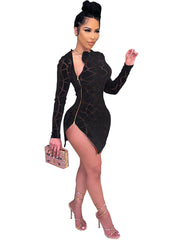 Patchwork-Minikleider aus Samtnetz mit Reißverschluss