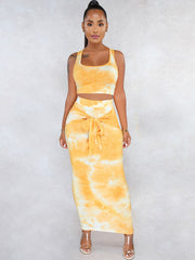 Two Piece Tie-Dye Tank Top & Maxi Skirts