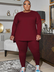 Plus Size Two Piece Long Sleeve Top + Skinny Pants