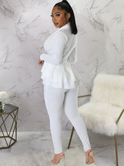 Two Piece Peplum Top + Skinny Pants