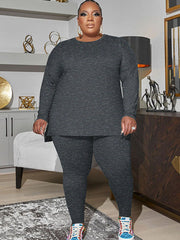 Plus Size Two Piece Long Sleeve Top + Skinny Pants