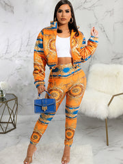 Two Piece Zipper Top & Skinny Pants