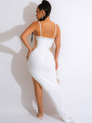 Spaghetti Strap Mesh Patchwork Backless Maxi Dresses