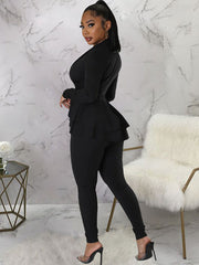 Two Piece Peplum Top + Skinny Pants