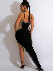 Spaghetti Strap Mesh Patchwork Backless Maxi Dresses