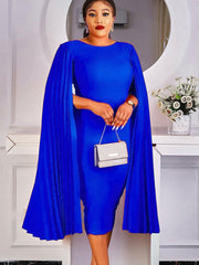 Split Cloak Sleeve Bodycon Midi Dresses