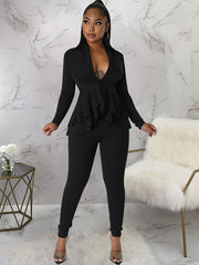 Two Piece Peplum Top + Skinny Pants