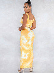 Two Piece Tie-Dye Tank Top & Maxi Skirts