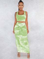 Two Piece Tie-Dye Tank Top & Maxi Skirts