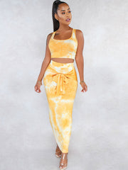 Two Piece Tie-Dye Tank Top & Maxi Skirts