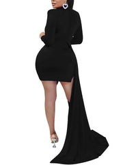 Langärmlige Mini-Wickelkleider mit Cut-Outs