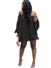 Vestido mini con hombros descubiertos y mangas farol