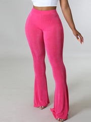 High Elastic Floor Length Flared Pants