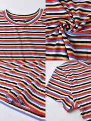 Minivestidos acanalados de manga corta con estampado de rayas