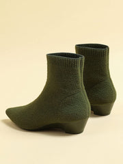 Pointed Toe Knit Ankle Boots