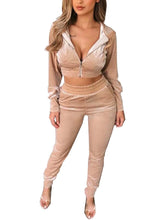 Sudadera con capucha y pantalón largo de terciopelo Tow Piece