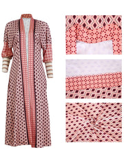 Long Sleeve Printed Color Block Cardigan