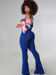 High Elastic Floor Length Flared Pants