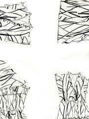 Vestido largo con cuello en V, volantes y estampado geométrico