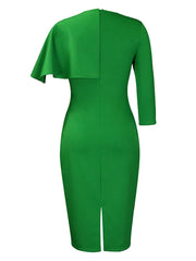 Vestidos midi ajustados asimétricos de media manga