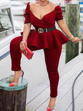 Conjuntos de dos piezas con top con hombros descubiertos y pantalones largos