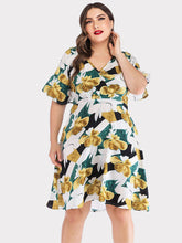 Ruffle Print Stitching Dress